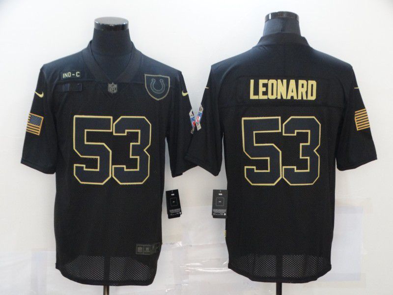 Men Indianapolis Colts #53 Leonard Black gold lettering 2020 Nike NFL Jersey->houston texans->NFL Jersey